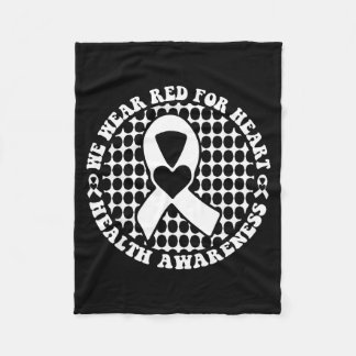 Heart Health Awareness Heart Disease Red Ribbon Su Fleece Blanket