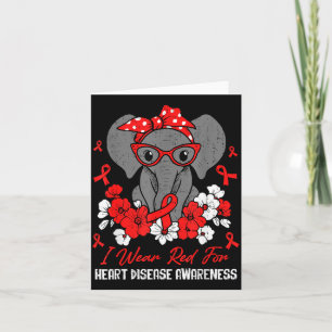 Heart Health Elephant Red Ribbon Heart Disease Awa Card