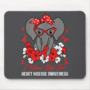 Heart Health Elephant Red Ribbon Heart Disease Awa Mouse Pad