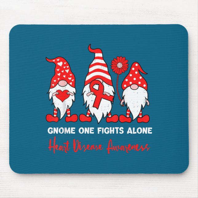 Heart Health Gnome Heart Disease Awareness Chd Red Mouse Pad (Front)