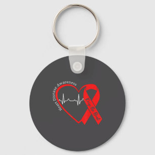 Heart Health Heart Disease Awareness Chd Heartbeat Keychain