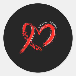 Heart Health Heart Disease Awareness Chd Mens Wome Classic Round Sticker
