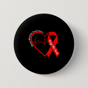 Heart Health Heart Disease Awareness Heartbeat Chd 2 Inch Round Button