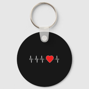 Heart Health Heartbeat Ekg Red Heart Disease Aware Keychain
