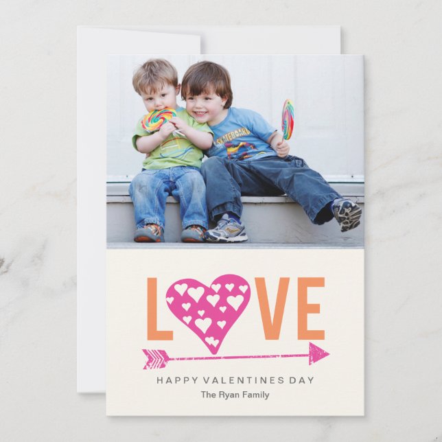 Heart Heart A7 Valentines Day Carte photo - PINK (Devant)