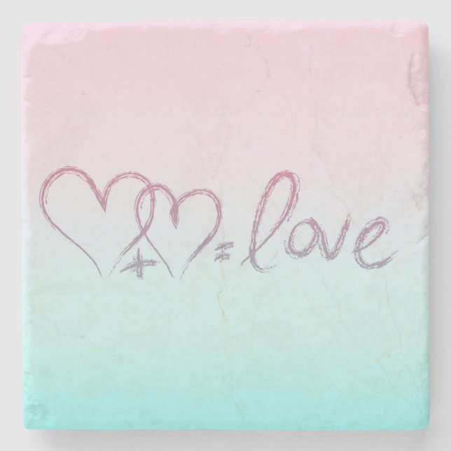 Heart + Heart = Love Stone Coaster (Front)