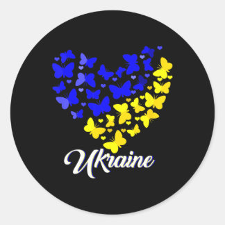 Heart Heart Ukraine Shirt Butterfly I Stand With U Classic Round Sticker