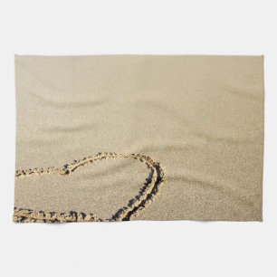Heart Hearts Beach Sand Tropical Paradise Destiny Kitchen Towel