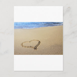 Heart Hearts Beach Sand Tropical Paradise Destiny Postcard