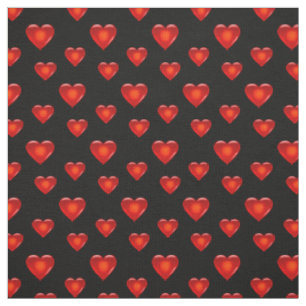 heart, hearts, big small red hearts/black fabric