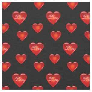 heart/hearts, big/small red hearts/Love/black Fabric