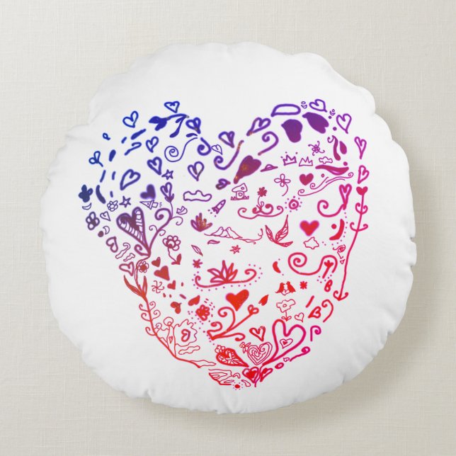 Heart Hearts Drawing  Round throw cushion 41 cm (Front)