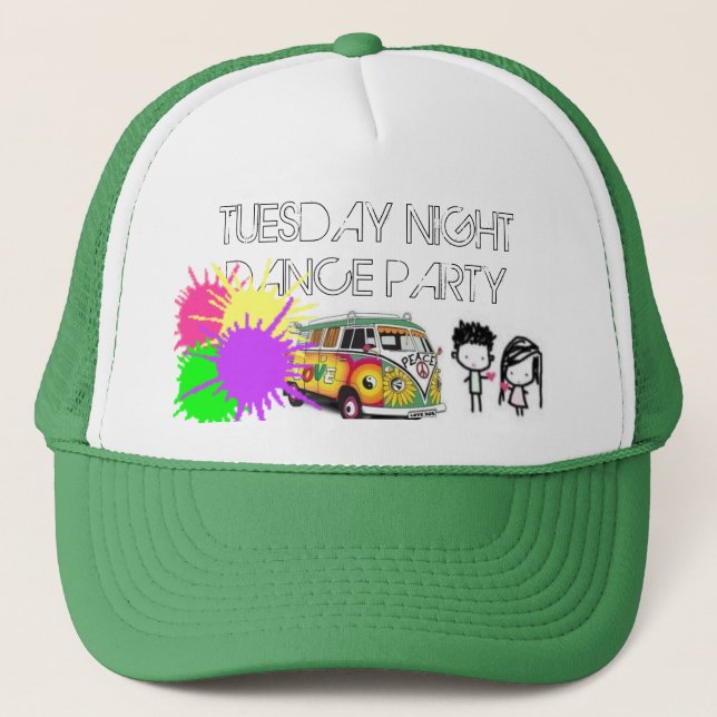 heart, Hippie-13, paintsplatter, TUESDAY NIGHTD... Trucker Hat (Front)