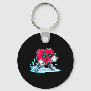 Heart Hockey Shirt Valentines Day Boys Men Kids Ho Keychain
