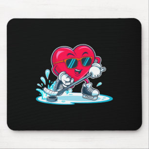 Heart Hockey Shirt Valentines Day Boys Men Kids Ho Mouse Pad