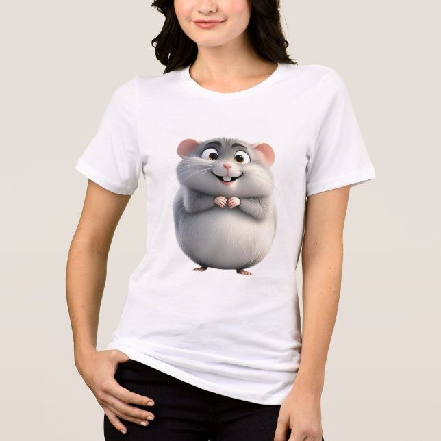 Heart-Holding Round Mouse Tee | Cute Zodiac Rat  (Front)