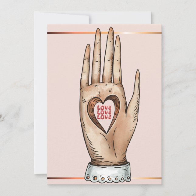 Heart Hole Hand Love Happy Valentine's Day  Holiday Card (Front)