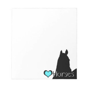 Heart Horses I Aqua Heart (white background) Notepad