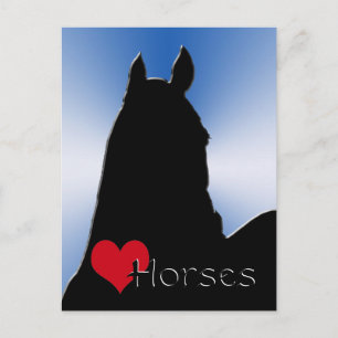 Heart Horses I (blue metallic burst) Postcard