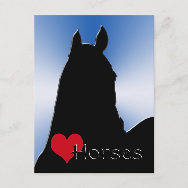 Heart Horses I (blue metallic burst) Postcard (Front)