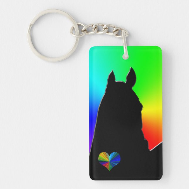 Heart Horses I (Rainbow Burst) Keychain (Front)