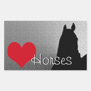 Heart Horses I Red Heart (silver metallic) Sticker