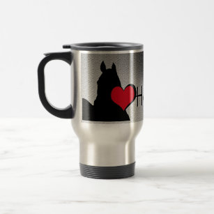 Heart Horses I Red Heart (silver metallic) Travel Mug