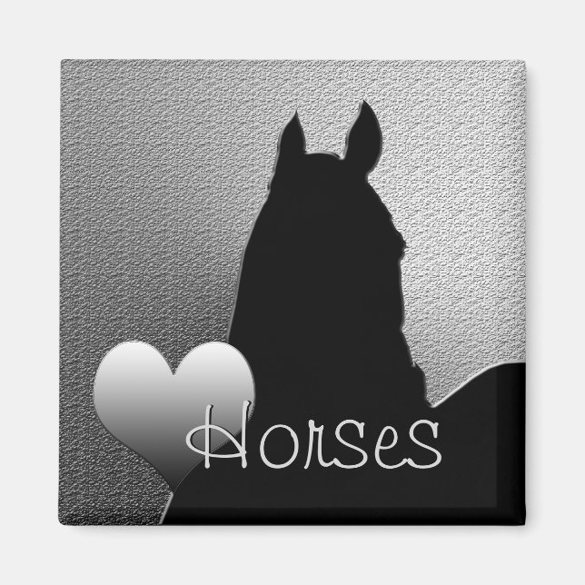 Heart Horses I (silver heart) Magnet (Front)