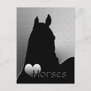 Heart Horses I (silver heart) Postcard