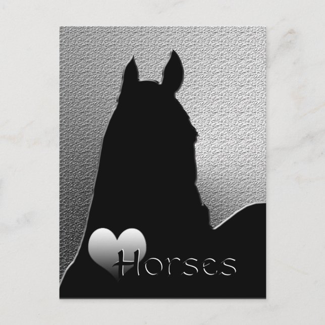 Heart Horses I (silver heart) Postcard (Front)