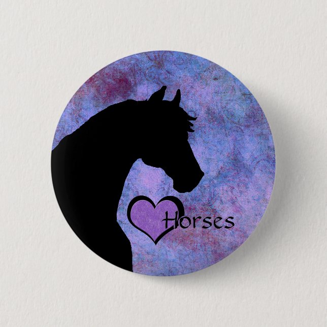 Heart Horses II (purple/blue) 2 Inch Round Button (Front)