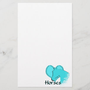 Heart Horses III (aqua) Stationery