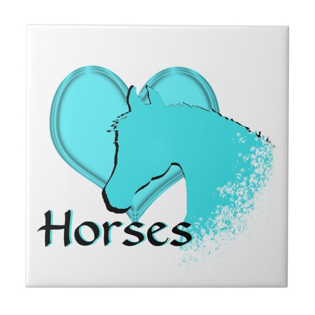 Heart Horses III (aqua) Tile (Front)