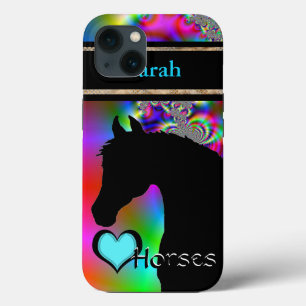 Heart Horses III Customizable (Fractal 50) iPhone 13 Case