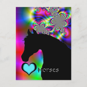 Heart Horses III Customizable (Fractal 50) Postcard