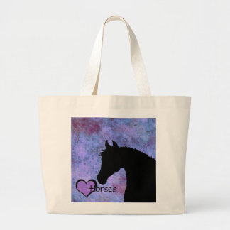 Heart Horses III (purple/blue) Large Tote Bag