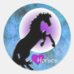 Heart Horses V (blue/green) Classic Round Sticker