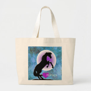 Heart Horses V (blue/green) Large Tote Bag
