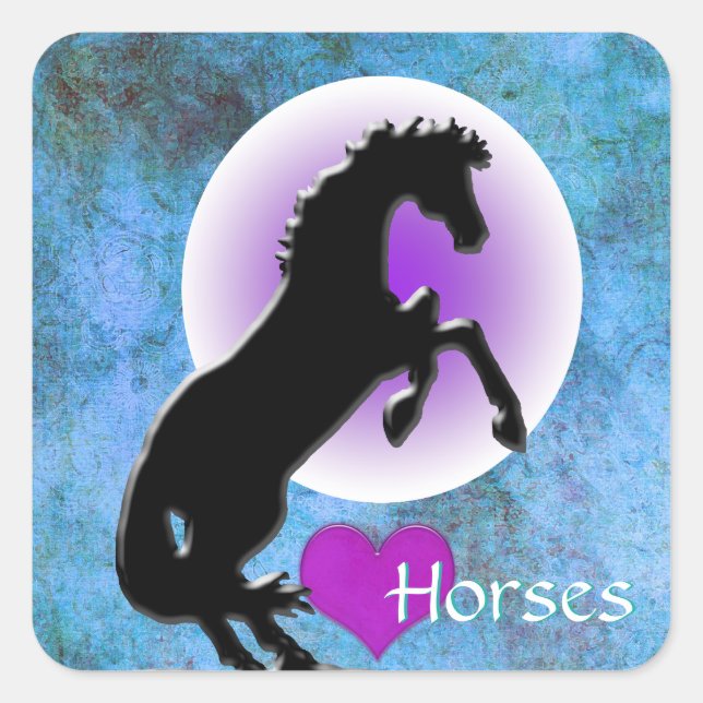 Heart Horses V (blue/green) Square Sticker (Front)