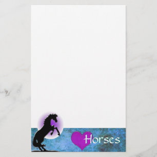 Heart Horses V (blue/green) Stationery
