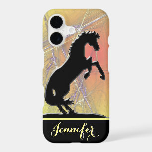 Heart Horses V (fond abstrait jaune-orange)