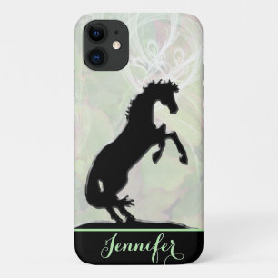 Heart Horses V (green misty fractal) iPhone 11 Case
