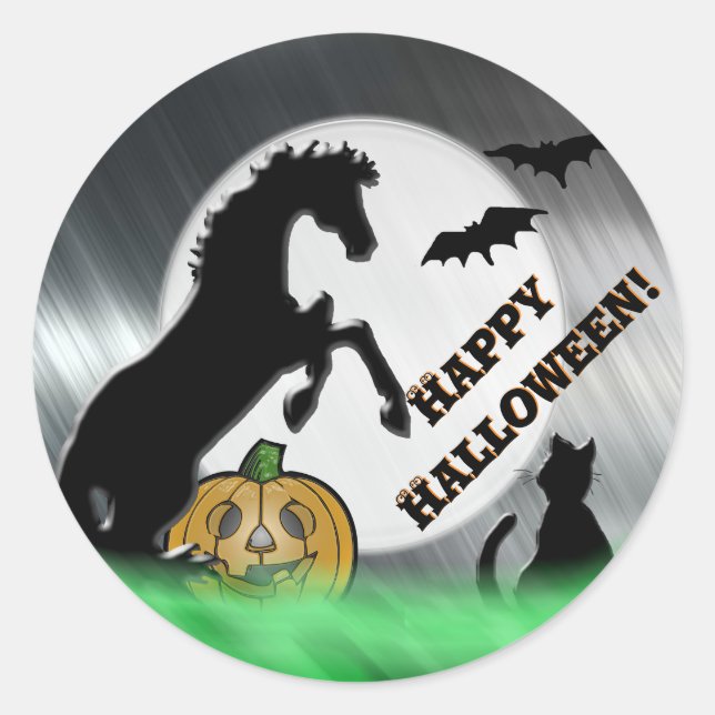 Heart Horses V Halloween Classic Round Sticker (Front)