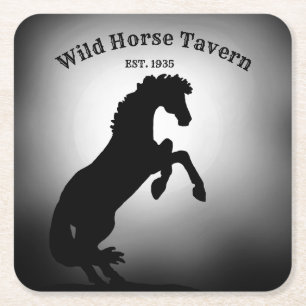 Heart Horses V Hazy Moon Square Paper Coaster