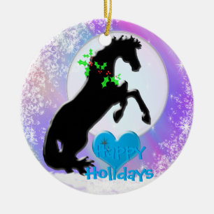 Heart Horses V Holiday (Colourful Haze) Ceramic Ornament