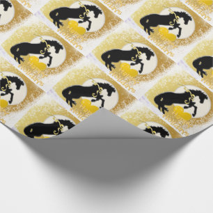 Heart Horses V Holiday (Golden Stars) Wrapping Paper