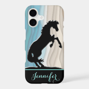Heart Horses V (vagues bleu beige)