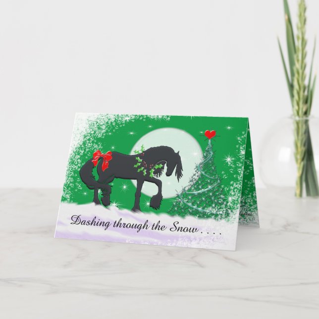Heart Horses VI Holiday (Holiday Tree) Card (Front)