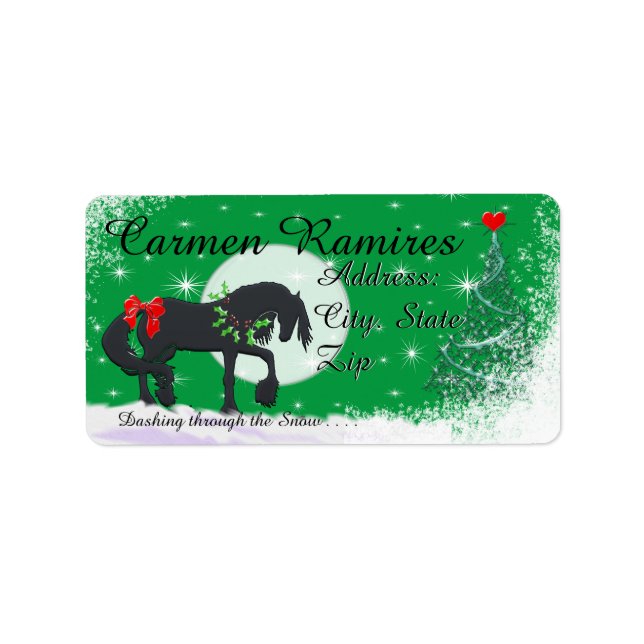 Heart Horses VI Holiday (Holiday Tree) Label (Front)