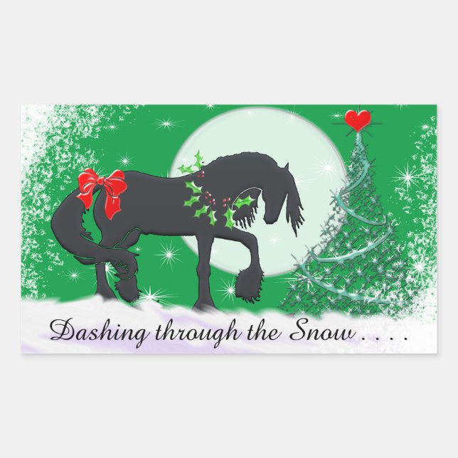 Heart Horses VI Holiday (Holiday Tree) Sticker (Front)